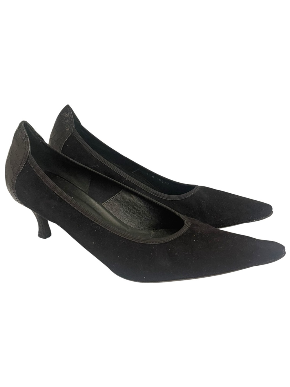 DONALD PLINER Black Pointed-Toe Kitten Heel Pumps Suede/Leather Women's Size 9